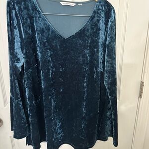 Isaac Mizrahi Teal Velvet Women's Blouse